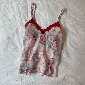 Secret Treasures Floral Lace Trim Camisole
